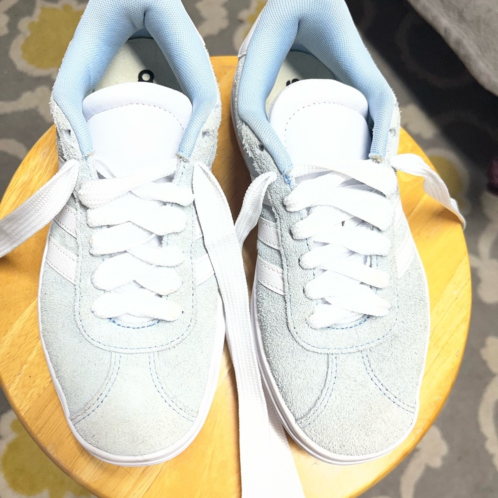 adidas Light Blue and White Low-Top Sneakers